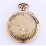 14 kt yellow gold pocket watch with Arabic numerals and second hand. ca. 1925