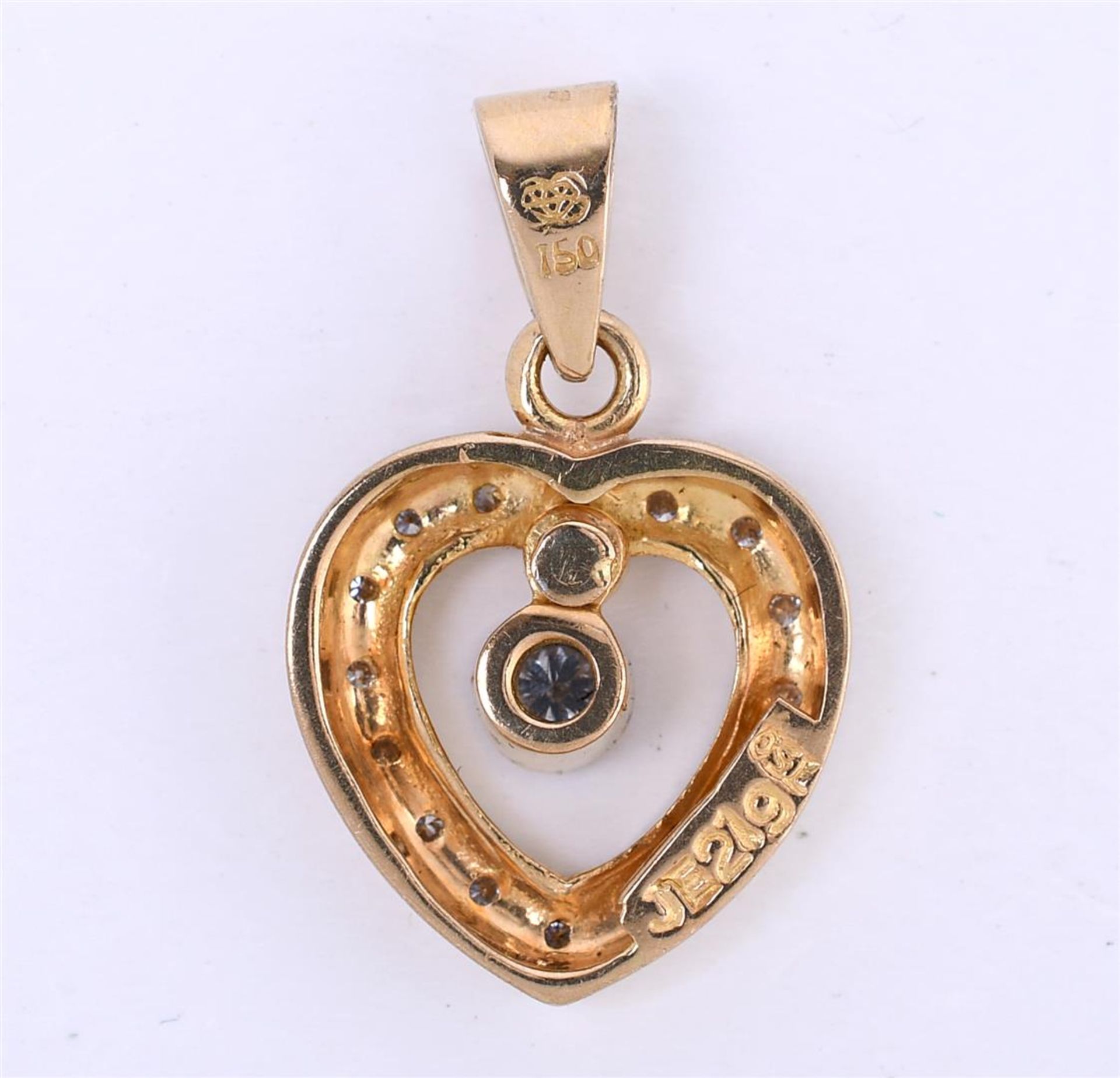 18 kt yellow gold heart pendant with moving diamond - Bild 3 aus 3