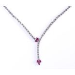 18 carat white gold tennis necklace with a box clasp closure and an extra safety eight