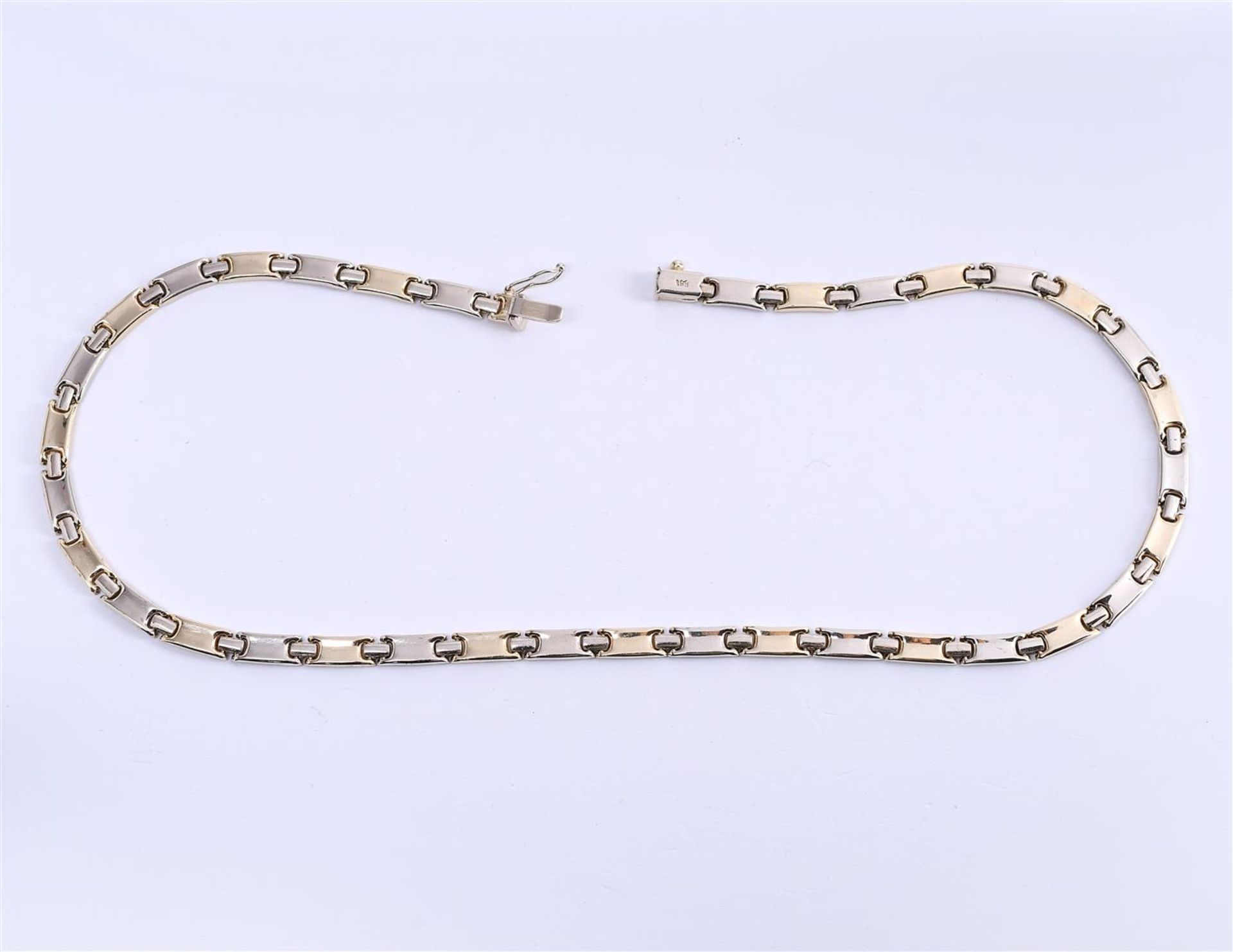 14 kt bicolor gold necklace, matte top, shiny bottom. With sliding closure - Image 3 of 5