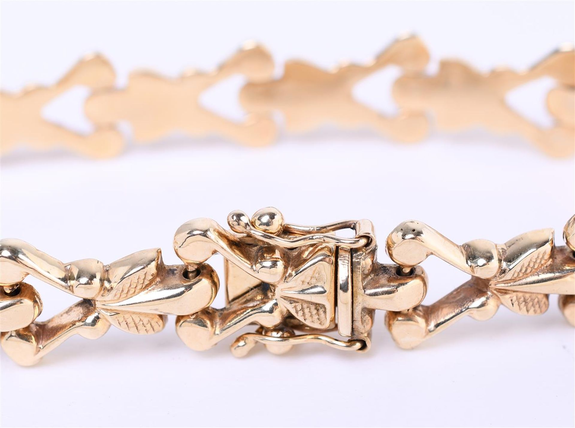 14 kt yellow gold openwork fantasy link bracelet. Bracelet weight: 11.4 grams - Bild 4 aus 5