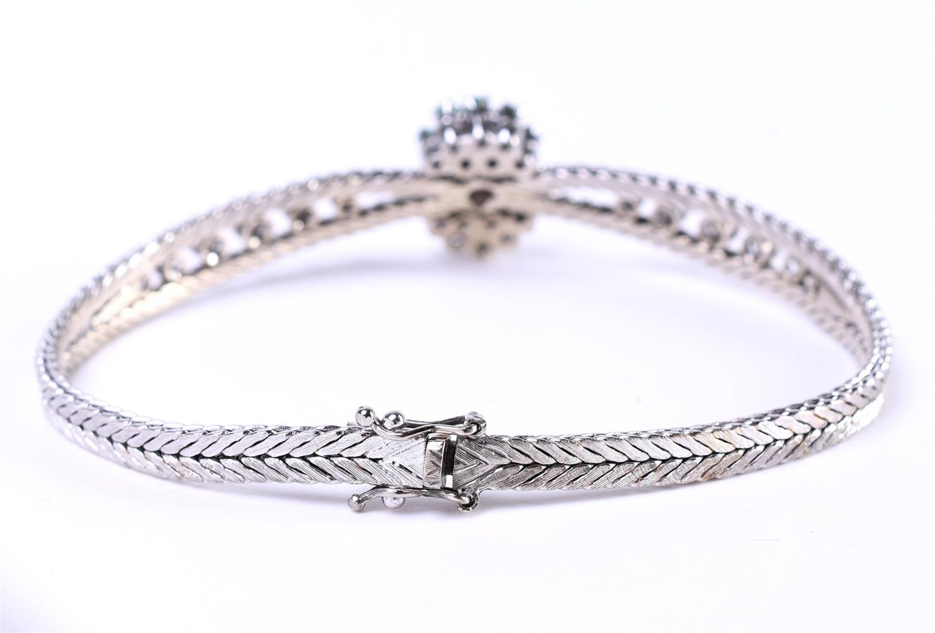 18 carat white gold ladies bracelet with a sliding clasp with 2 x extra safety eights - Bild 4 aus 6