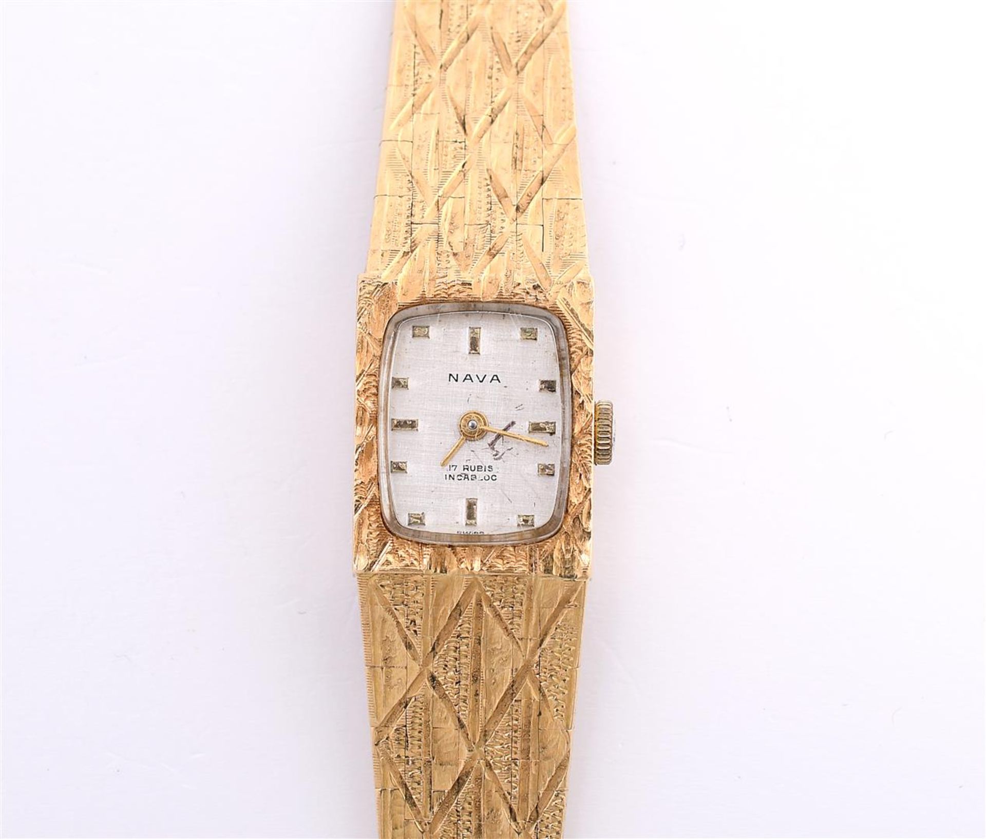 18 kt yellow gold ladies wind-up watch from the Nava brand