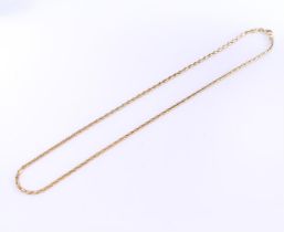 14 kt yellow gold solid foxtail necklace. Length 42 cm, width 2 mm. Hallmarks present