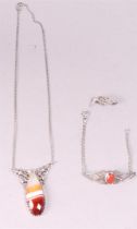A lot consisting of a silver necklace, gourmet link with openwork spacer set
