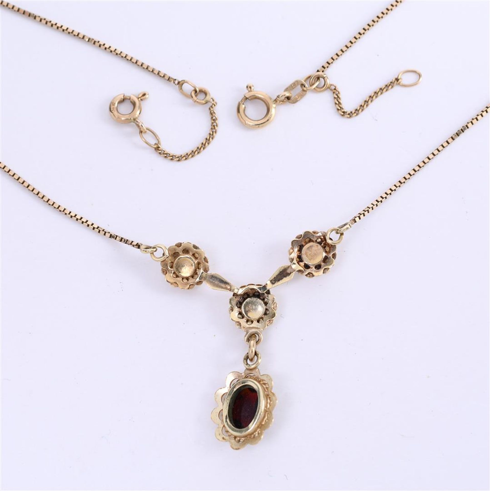 14 kt yellow gold Venetian necklace set with garnet - Bild 3 aus 5