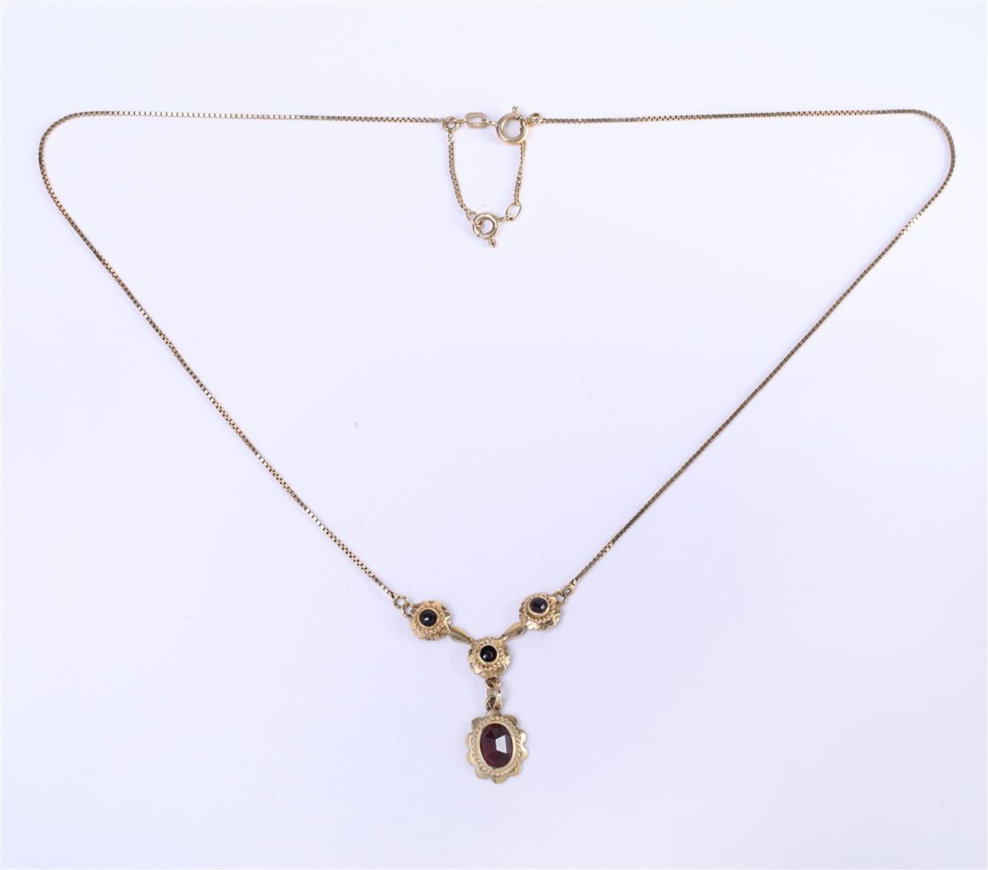 14 kt yellow gold Venetian necklace set with garnet - Bild 2 aus 5