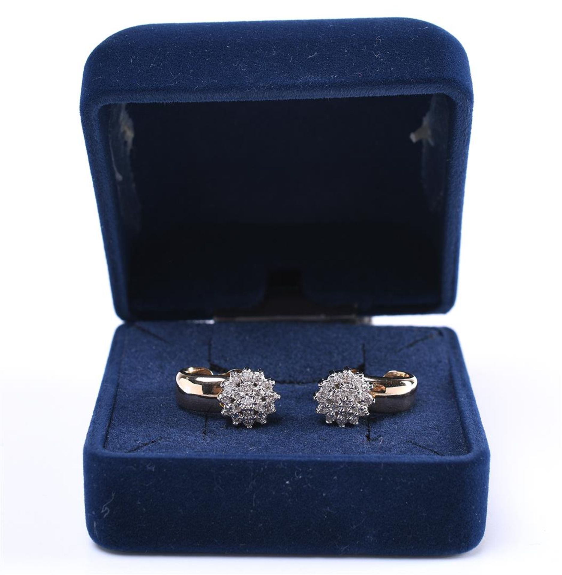 14 carat bicolor gold ladies' cluster earrings, the diamonds are set in a white gold - Bild 4 aus 4