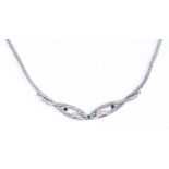 14 carat white gold women's choker necklace with a sliding clasp with extra safety figure