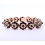14kt rose gold bracelet set with 126 old European cut garnet gemstones
