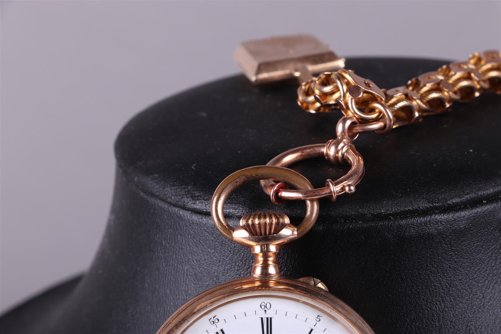 A yellow gold (14kt) Swiss pocket watch with inscription - Image 3 of 14