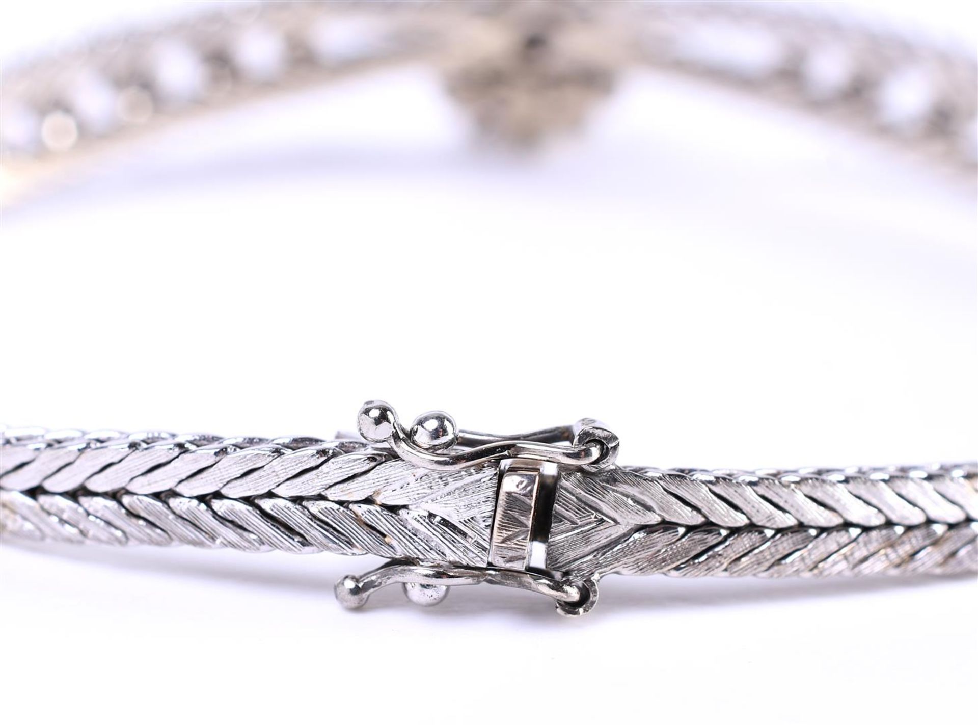 18 carat white gold ladies bracelet with a sliding clasp with 2 x extra safety eights - Bild 5 aus 6