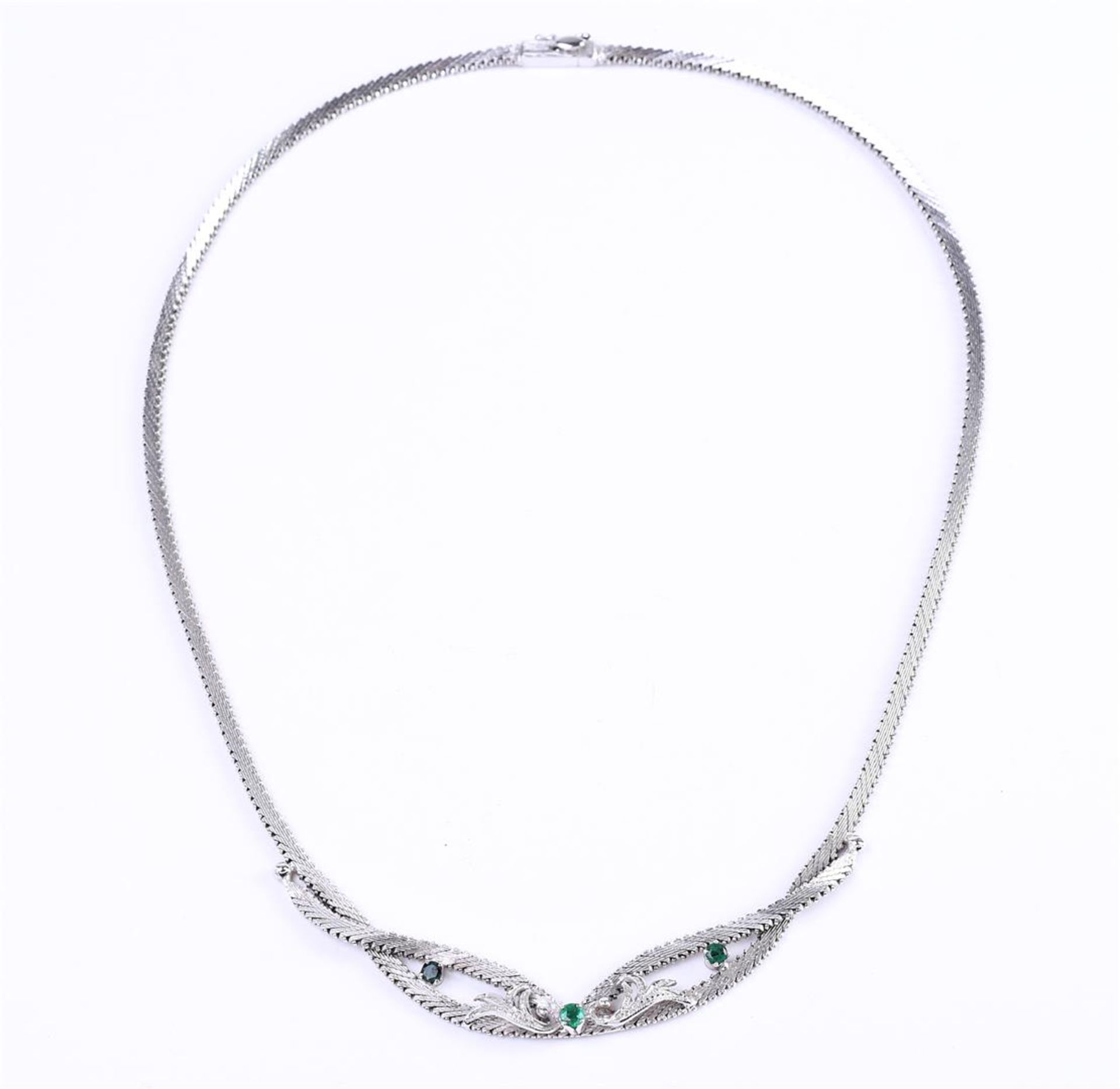 14 carat white gold women's choker necklace with a sliding clasp with extra safety figure - Bild 3 aus 7