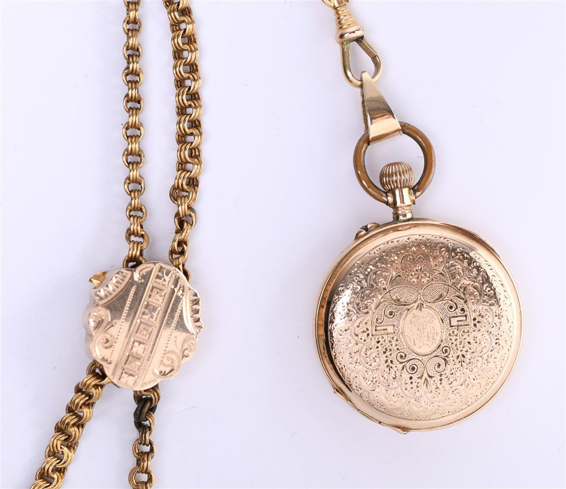 Pocket watch (wind-up) in 14kt gold, 1 hand is set with 1 rose cut zirconia - Bild 3 aus 5