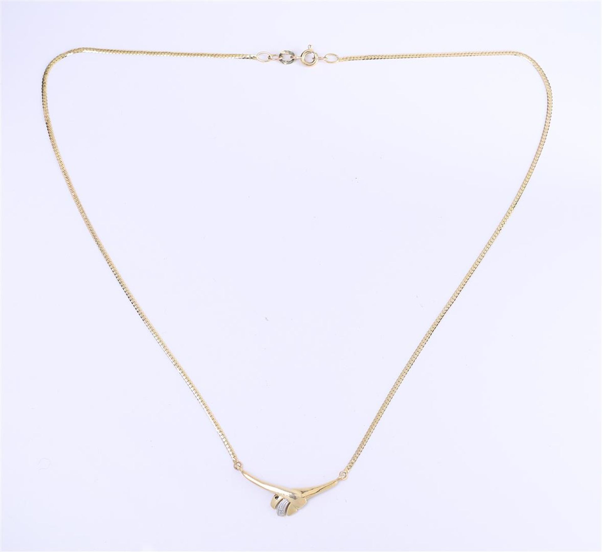 14 kt bicolor necklace set with a single cut diamond of 0.01 ct - Bild 2 aus 3