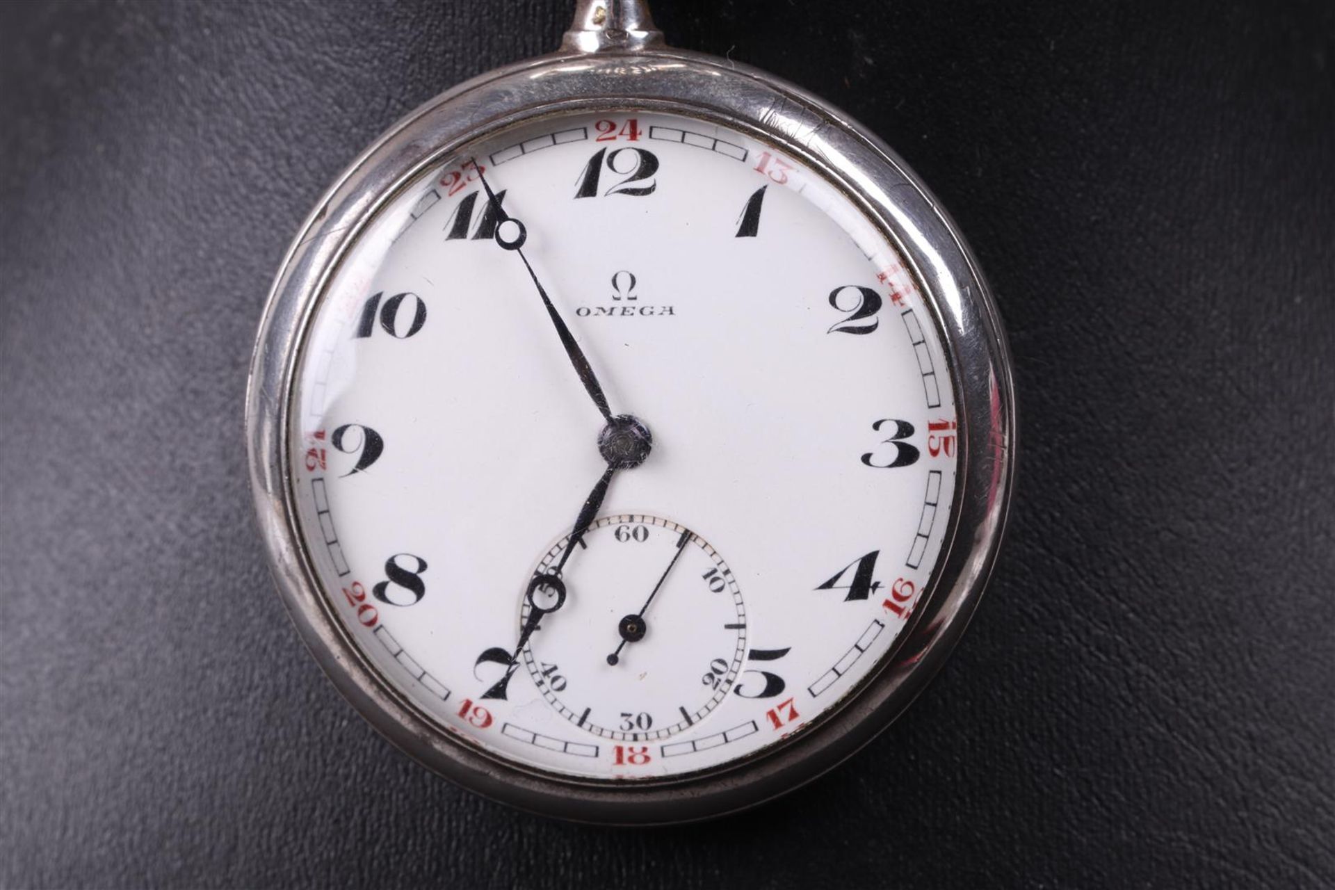 A silver (800/1000) Omega pocket watch with seconds indication. serial number 7855574 - Bild 2 aus 5