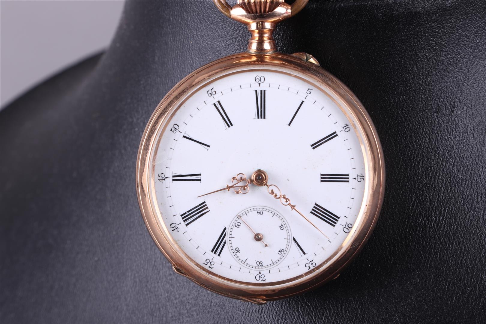 A yellow gold (14kt) Swiss pocket watch with inscription - Image 8 of 14