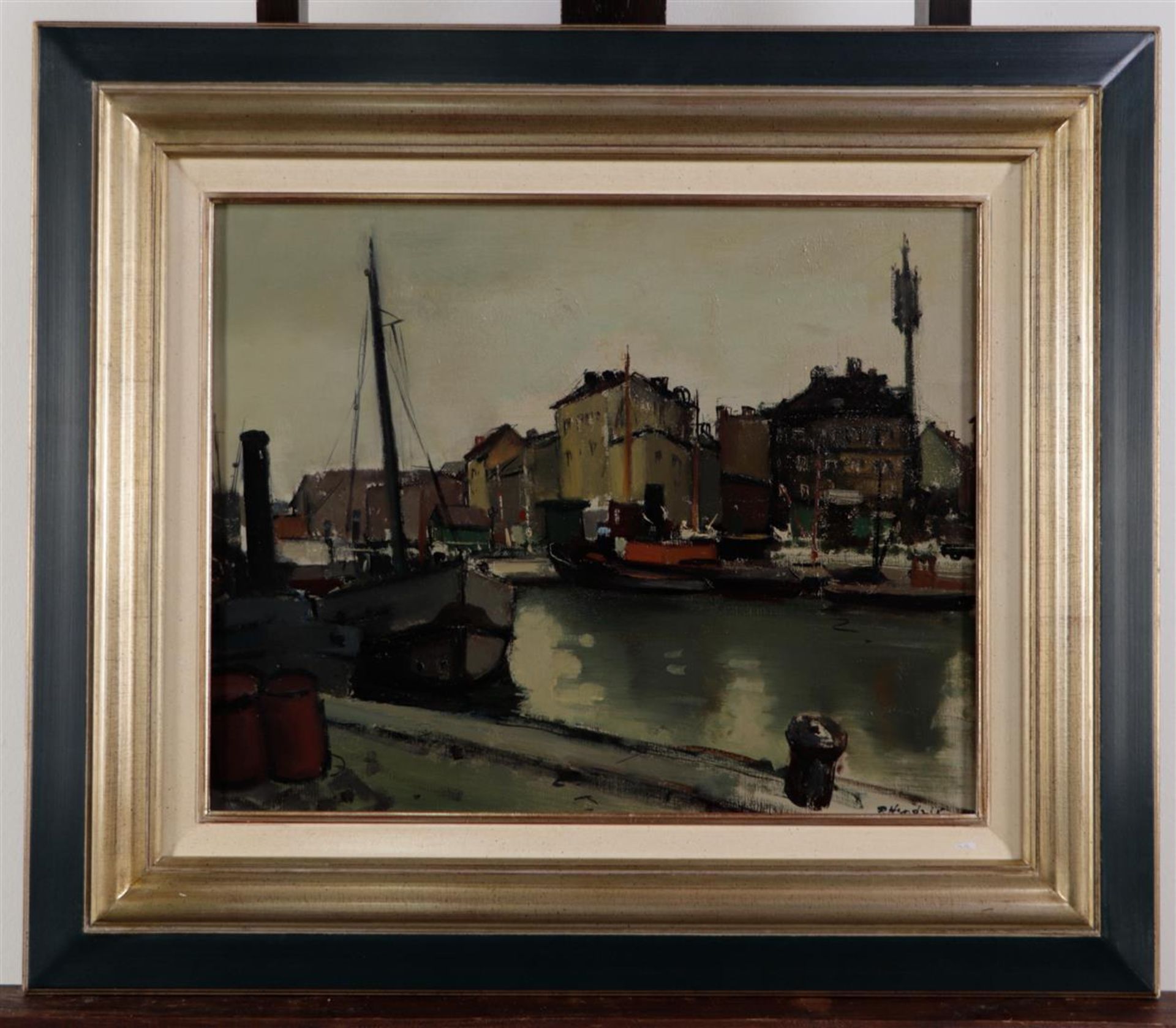 Pierre Hendrix (Antwerp 1913 - 1995), Ships at the quay, Antwerp, signed (bottom right), oil on canv - Image 2 of 4