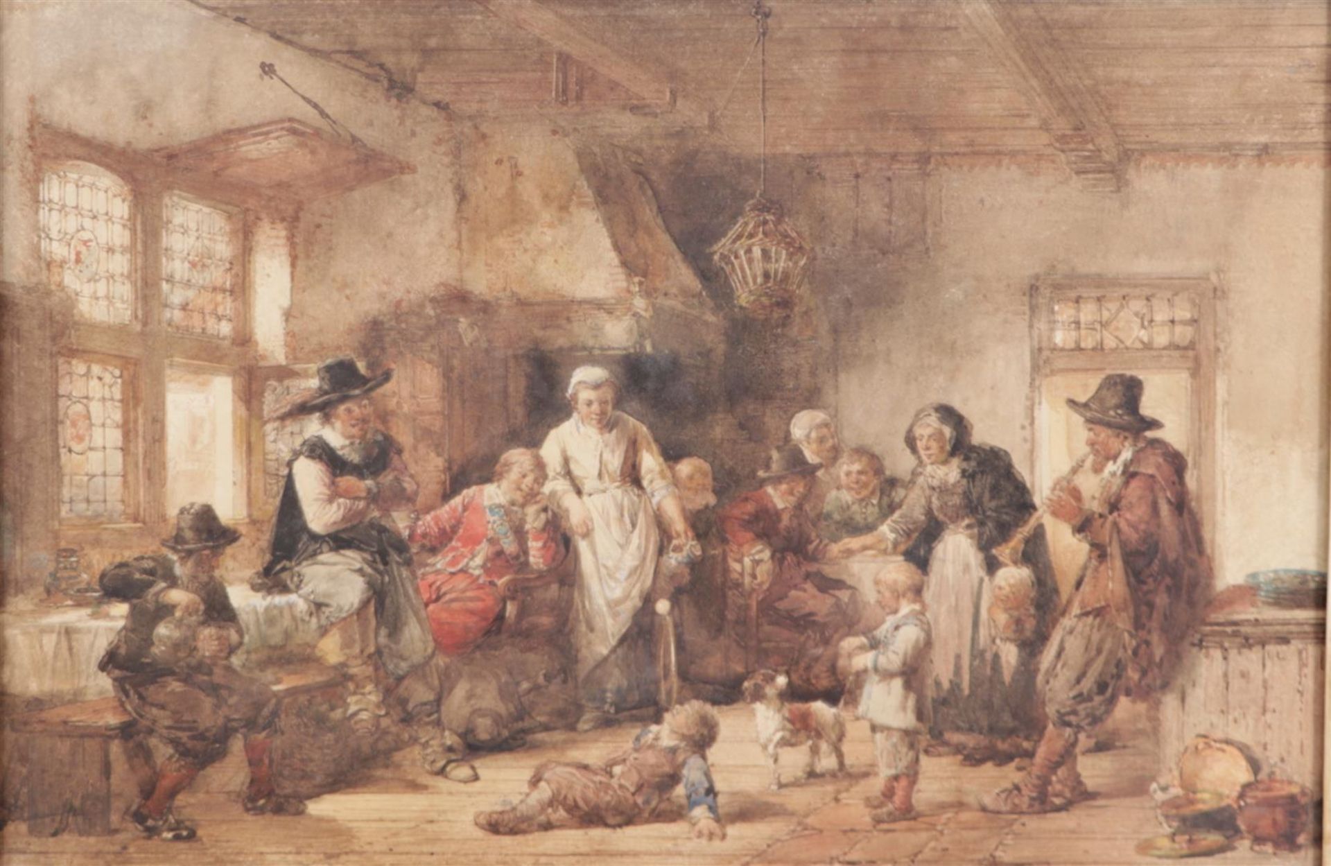 H.F.C. 'Herman'ten Kate (The Hague 1821 - 1891), Soldiers in an inn, signed (bottom right), watercol
