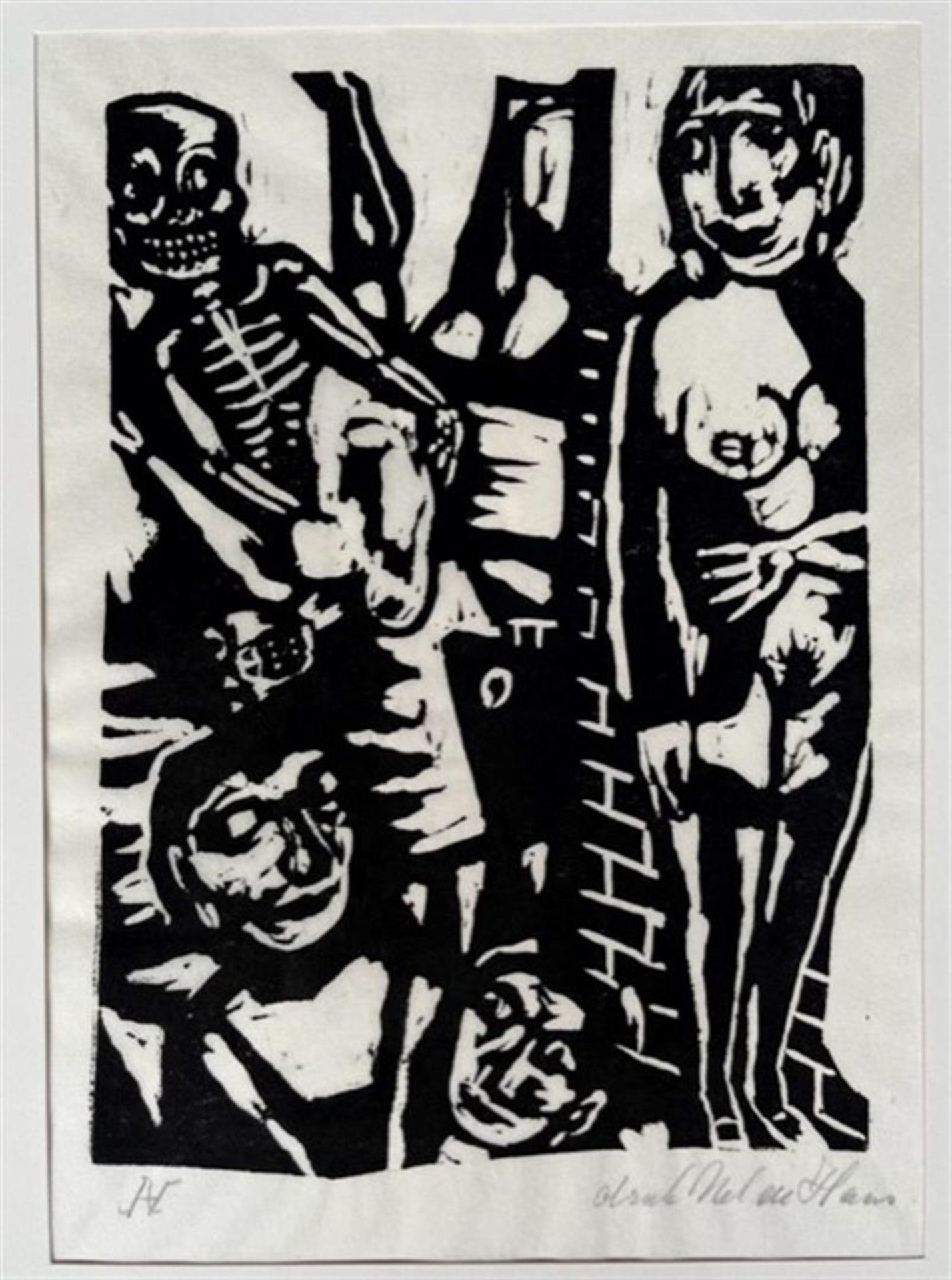Aad de Haas (Rotterdam 1920 - 1972 Schaesberg), Death and the girl, a folder with 20 linocuts printe - Image 4 of 5