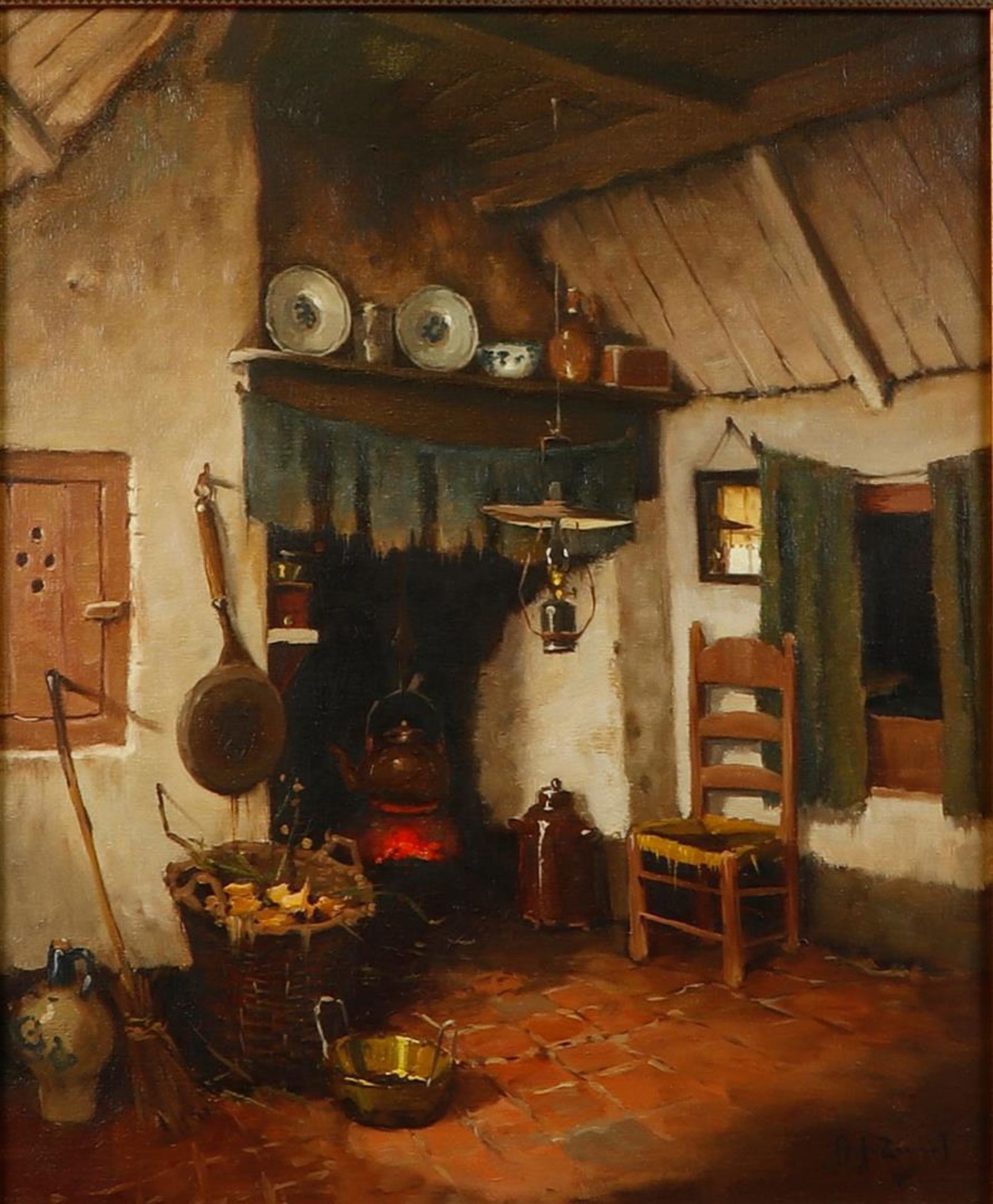 A.J. Zwart (Rijswijk 1903 - 1981 Laren), Binnenhuisje in Brabant, oil on canvas, signed (lower right
