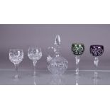 A crystal lot consisting of four glasses and a carafe.