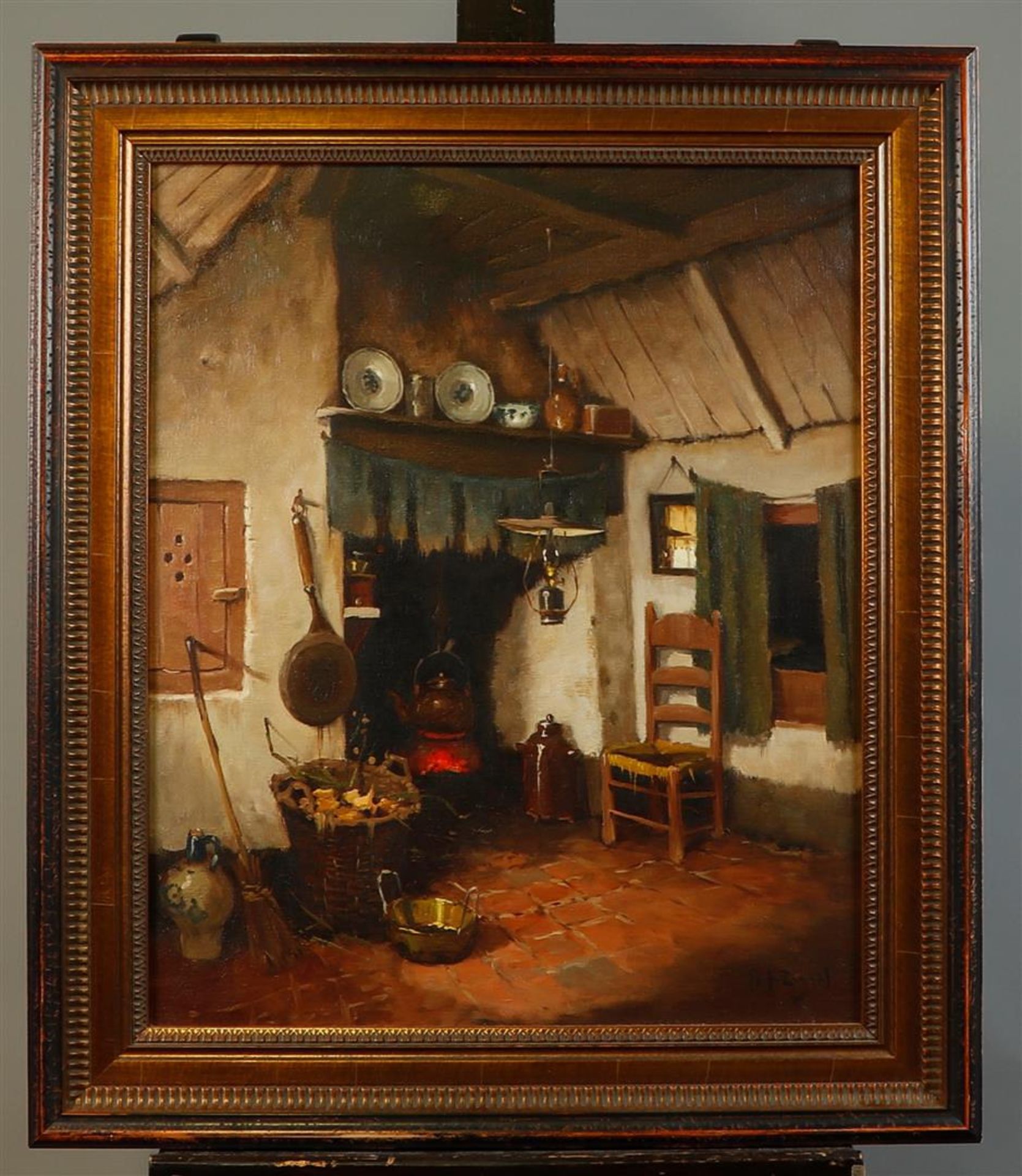 A.J. Zwart (Rijswijk 1903 - 1981 Laren), Binnenhuisje in Brabant, oil on canvas, signed (lower right - Image 2 of 5