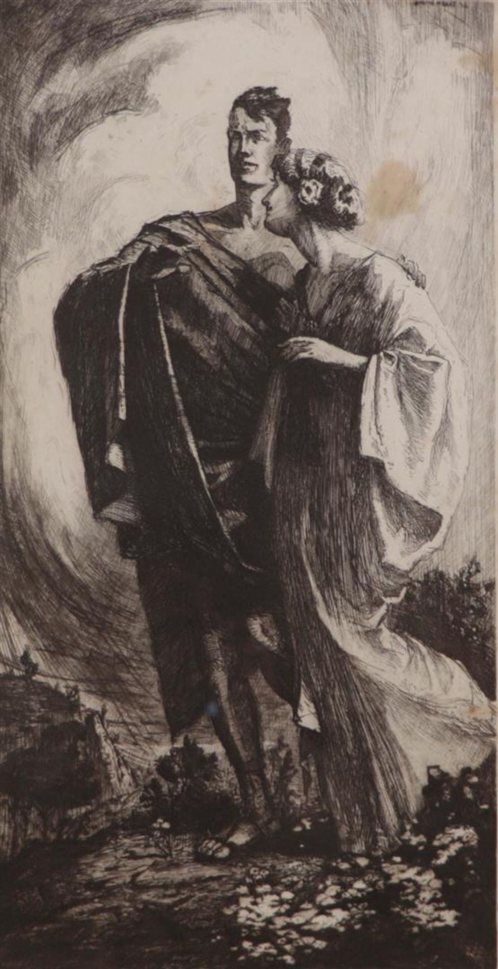 Rob Graafland (Maastricht 1875 - 1940 Heerlen), Couple in love, signed (in pencil, lower right), etc
