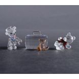 Swarovki, lot of three bear figures. In original box.