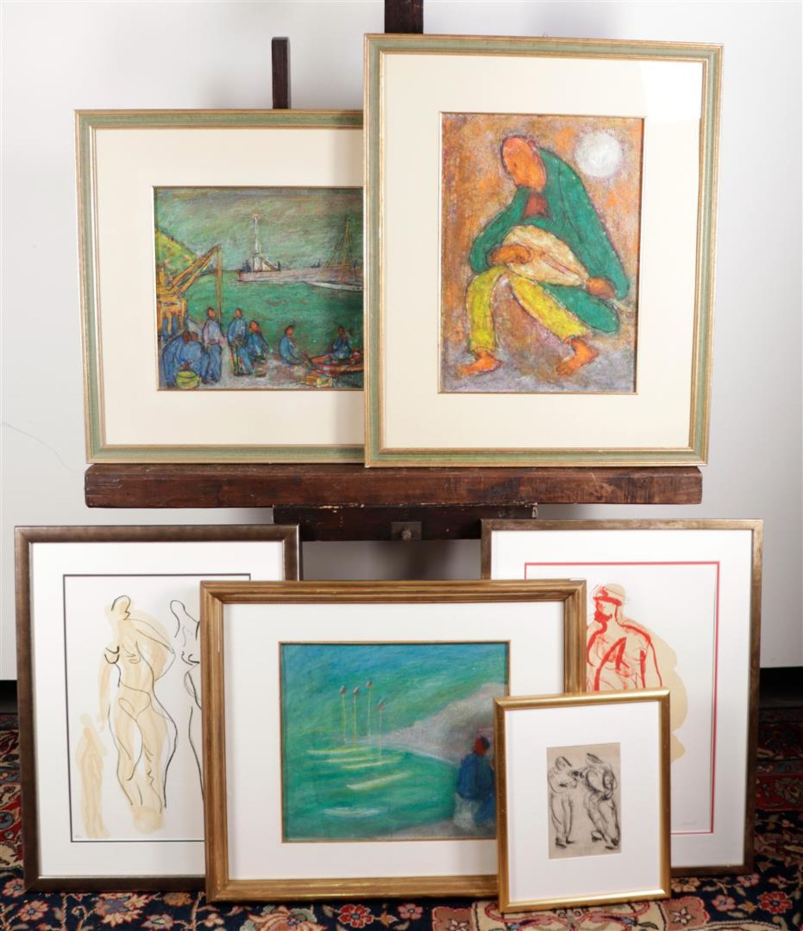 A lot consisting of (5) various works of art including (3x) Rodolphe Banet (Warsaw 1901 - 1993?).