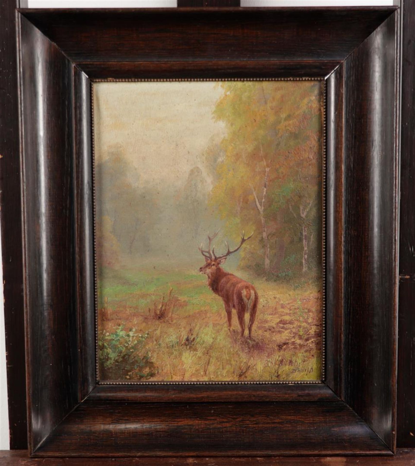 August Mštsch (1869-1952), Hirsch im Wald, signed and annotated 'DŸsseldorf' (bottom right), oil on  - Image 2 of 4