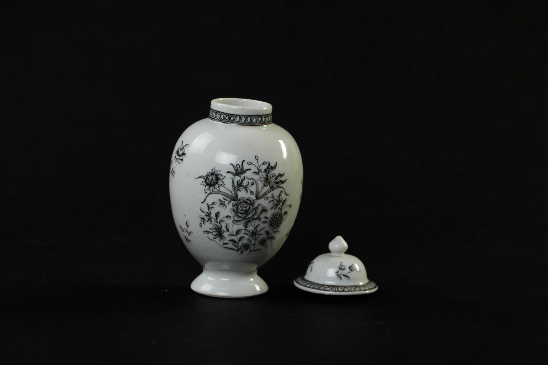 An Encre de Chine tableware set consisting of a teapot, milk jug, tea caddy, patty pan and spoon tra - Image 21 of 24