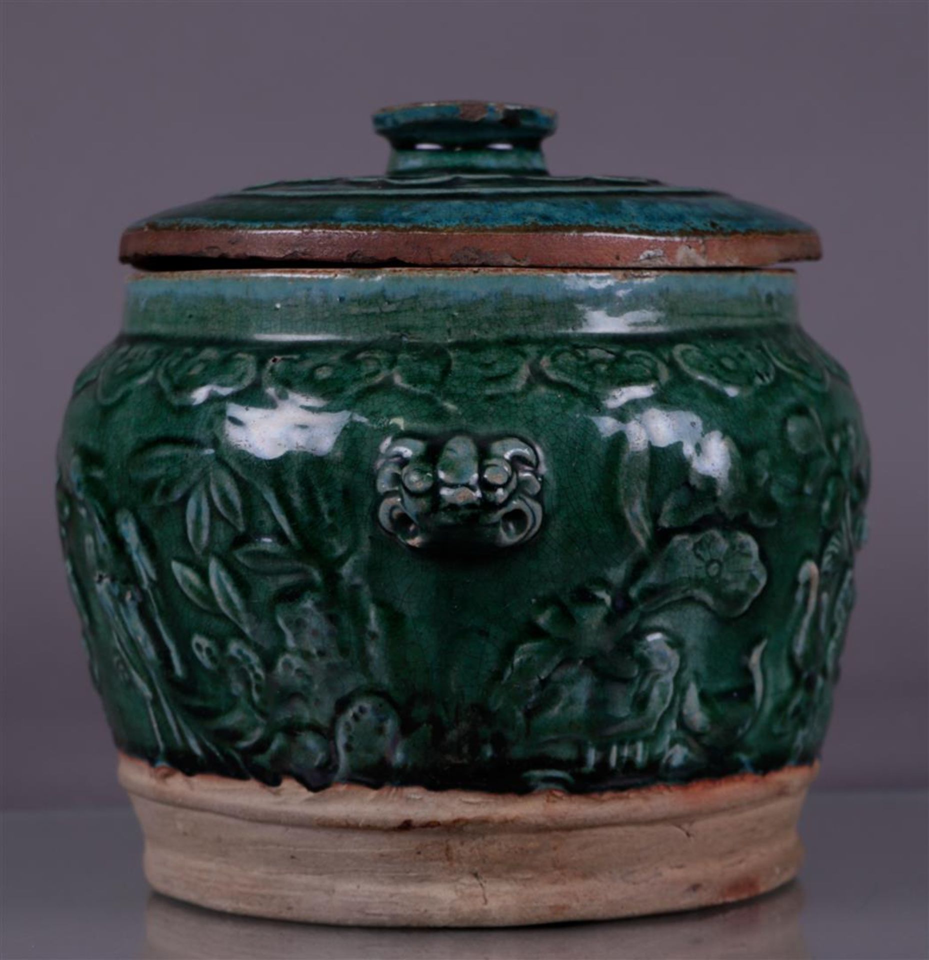 A green glazed lidded container. China, Ming?
Diam. 24 cm. - Image 2 of 4