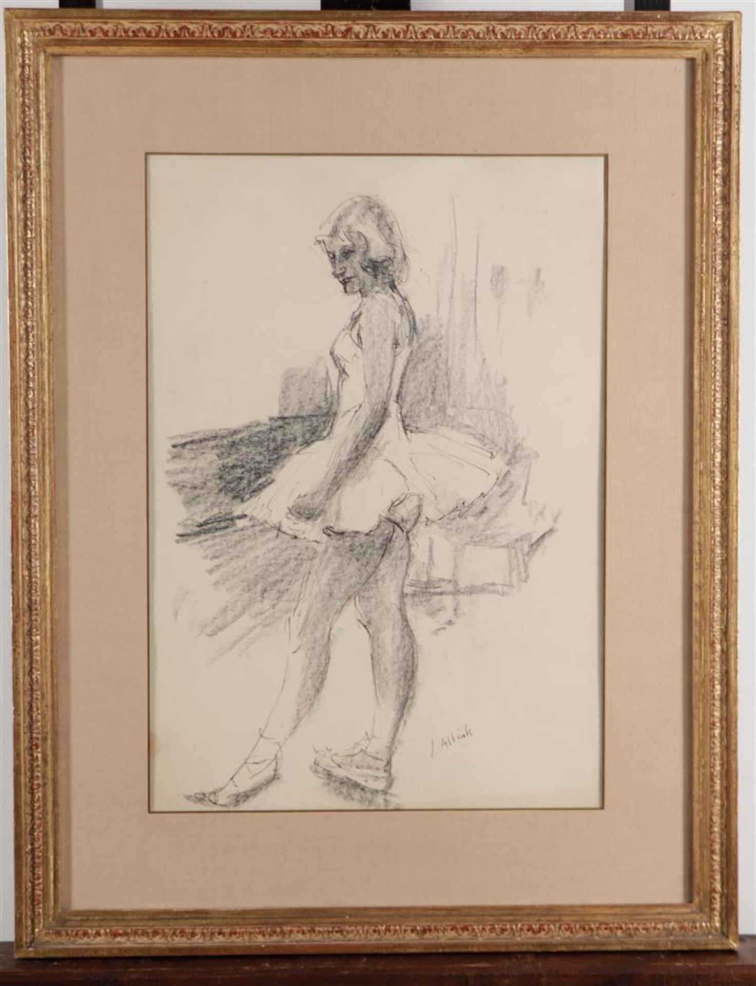 Jan Altink (Groningen 1885 - 1971) Ballerina, signed (bottom right), pen and ink and charcoal on pap - Image 2 of 3