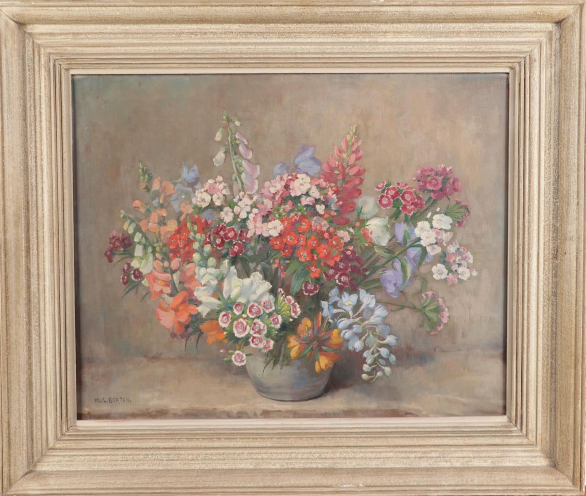 Hugo Berten (Kalk, Dld.1894-1959 Laren, N.H.), Still life of flowers in a pot, signed (bottom left), - Image 2 of 3