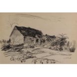 Jan Altink (Groningen 1885 - 1971), Farm in landscape, signed (bottom right), charcoal on paper.
31 