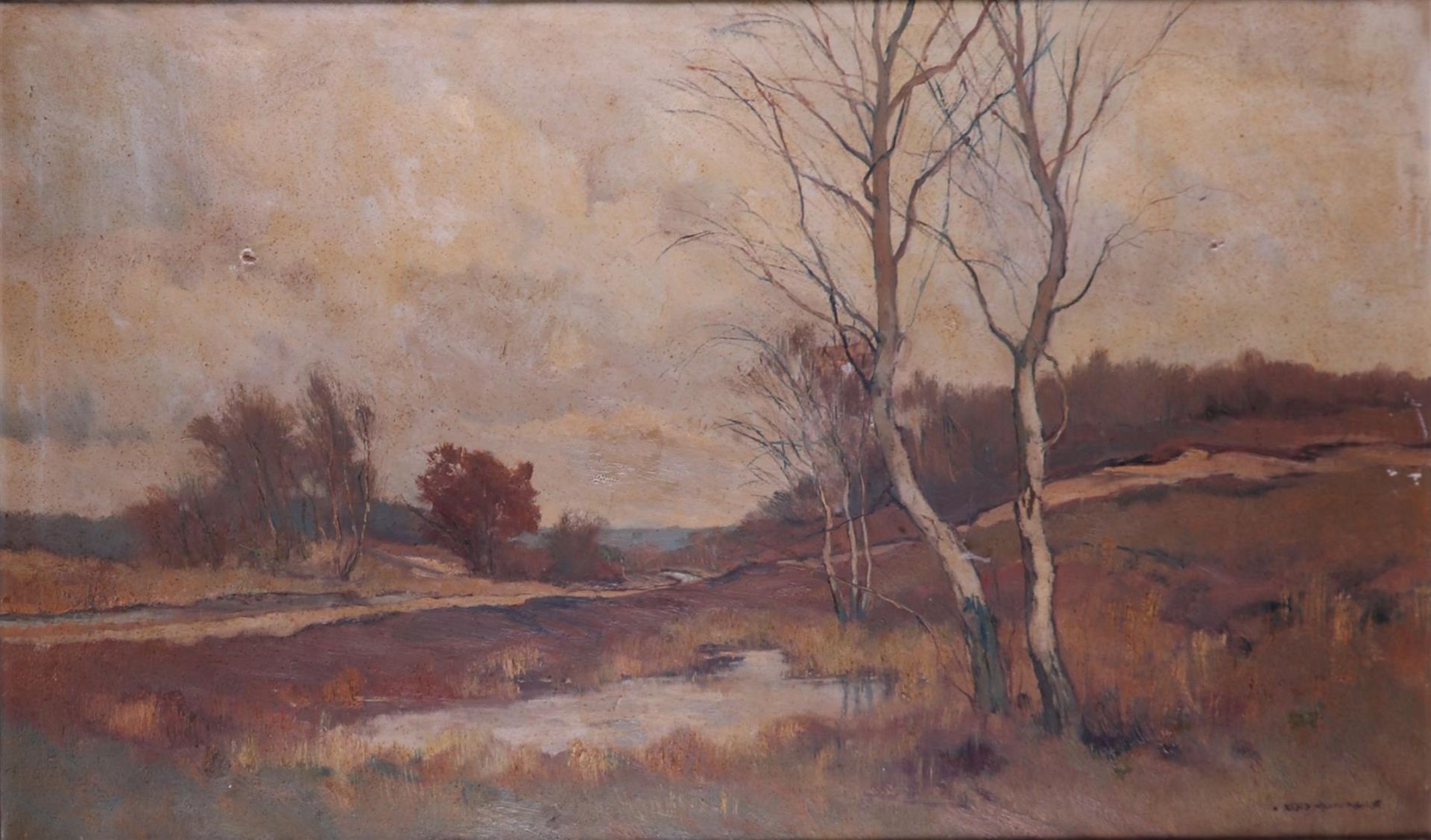 Xeno Munninghoff (Deventer , 1873 - 1944 Deventer), Birch trees on the heath, signed (lower right), 