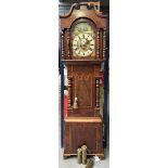 An English so-called grandfather clock with ship mechanism, the dial painted with four seasons and D