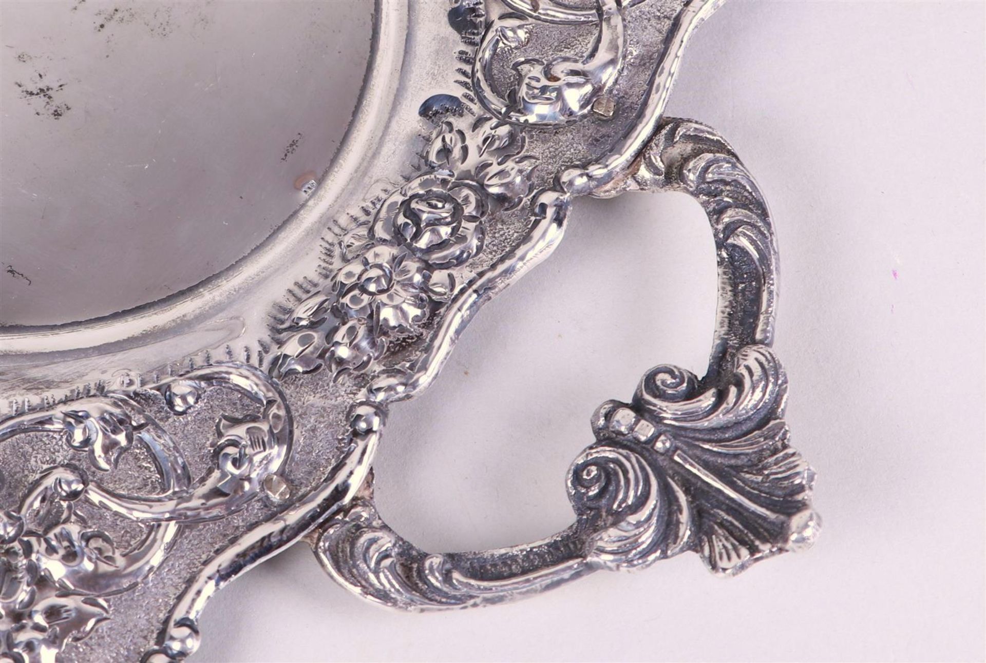 Silver tray. Marked 900 (?). Weight 837 grams.
46 x 25 cm. - Image 4 of 5