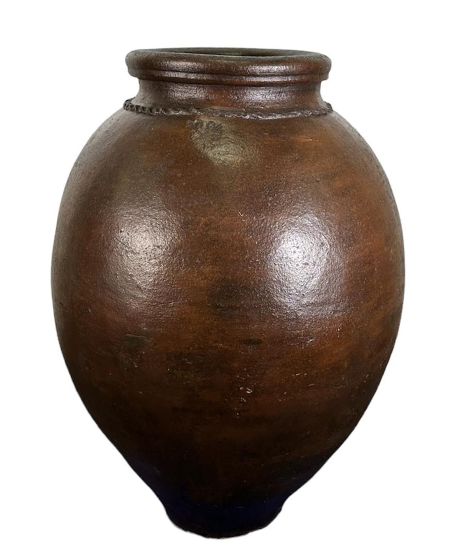 A large Mediterranean antique, earthenware/terra cotta cistern for wine or oil. With unclear mark on