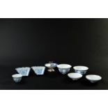 A lot of various porcelain including bento box dishes and a bowl decorated with silver. China/Japan,