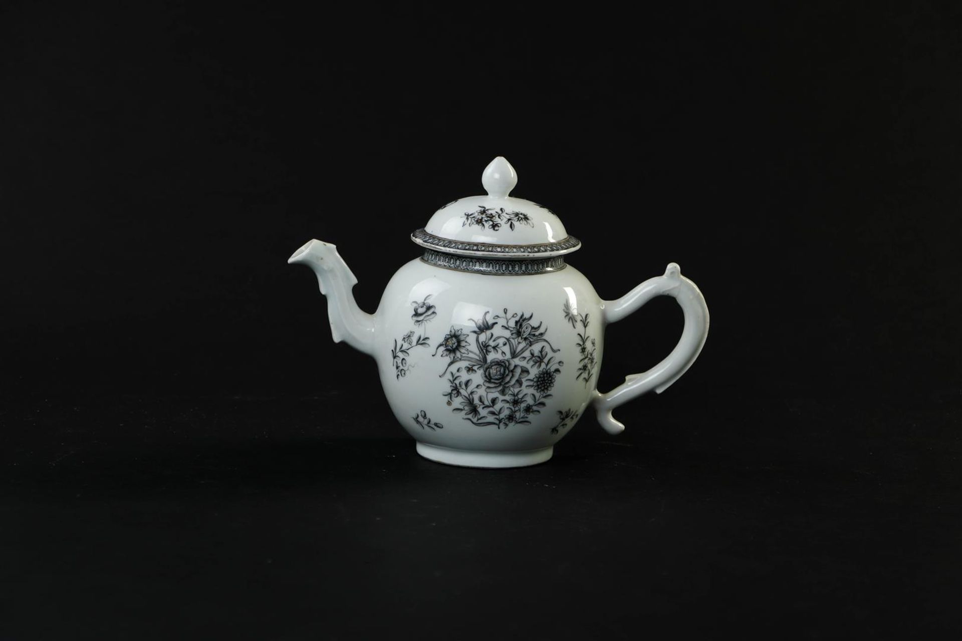 An Encre de Chine tableware set consisting of a teapot, milk jug, tea caddy, patty pan and spoon tra - Image 6 of 24