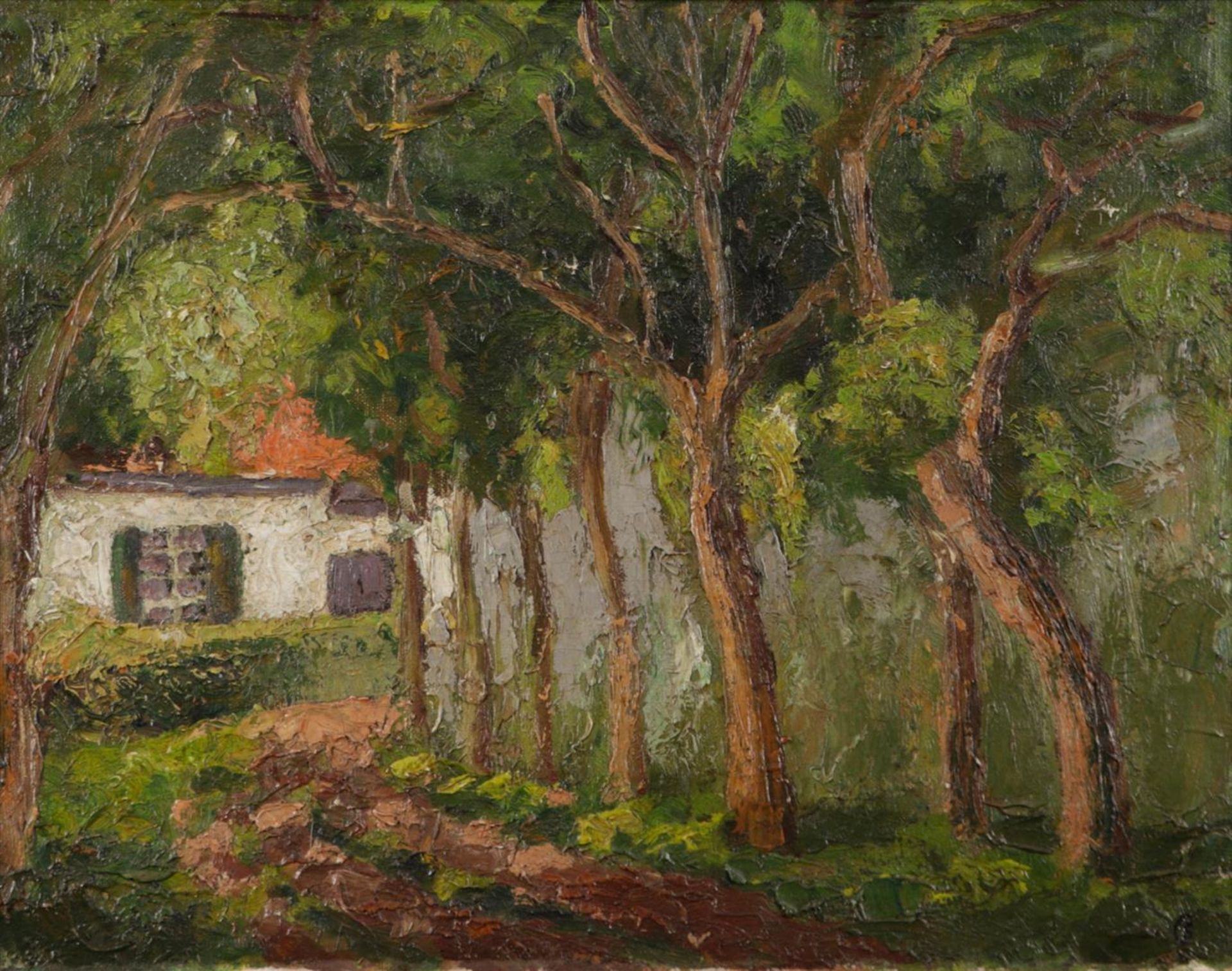 Charles Swyncop (Brussels 1895 - 1970), Houses among trees, signed with monogram (bottom right), oil
