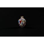 A porcelain snuff bottle famille rose / polychrome relief decor philosophers, bottom four-mark Qianl