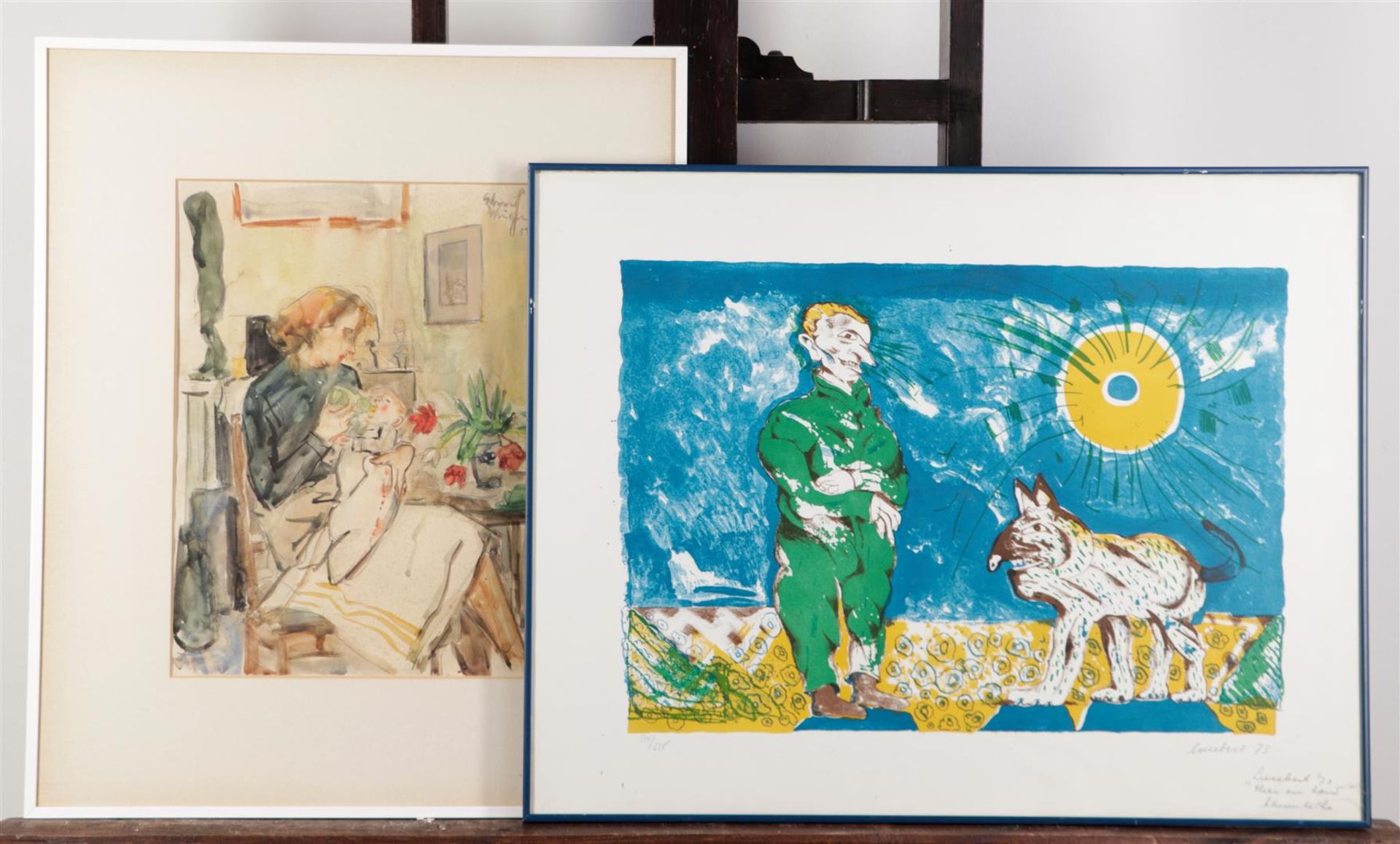 Edmond Wingen (1906 - 1971), Giving the bottle, signed (top right), watercolor on paper. Includes a 