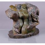 A two-tone patinated bronze depicting a double semi-nude. Annotated 'Mazel' (= Mazel Gallery, Brusse
