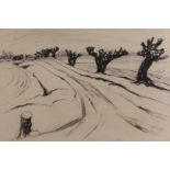 Johan van Zweden (Winschoten 1896- 1975 Arnhem), Polared willows along country road, signed and date