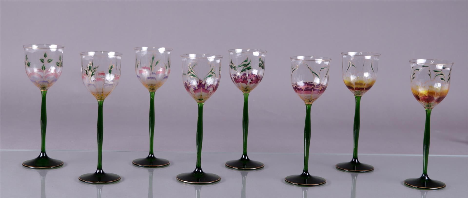 A set of (8) Art Nouveau glasses