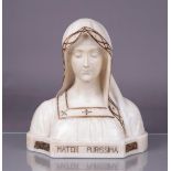 A marble bust of Maria Mater Purissima, signed 'Fagioli' (in the foot). ca. 1900.
H.: 35 cm.