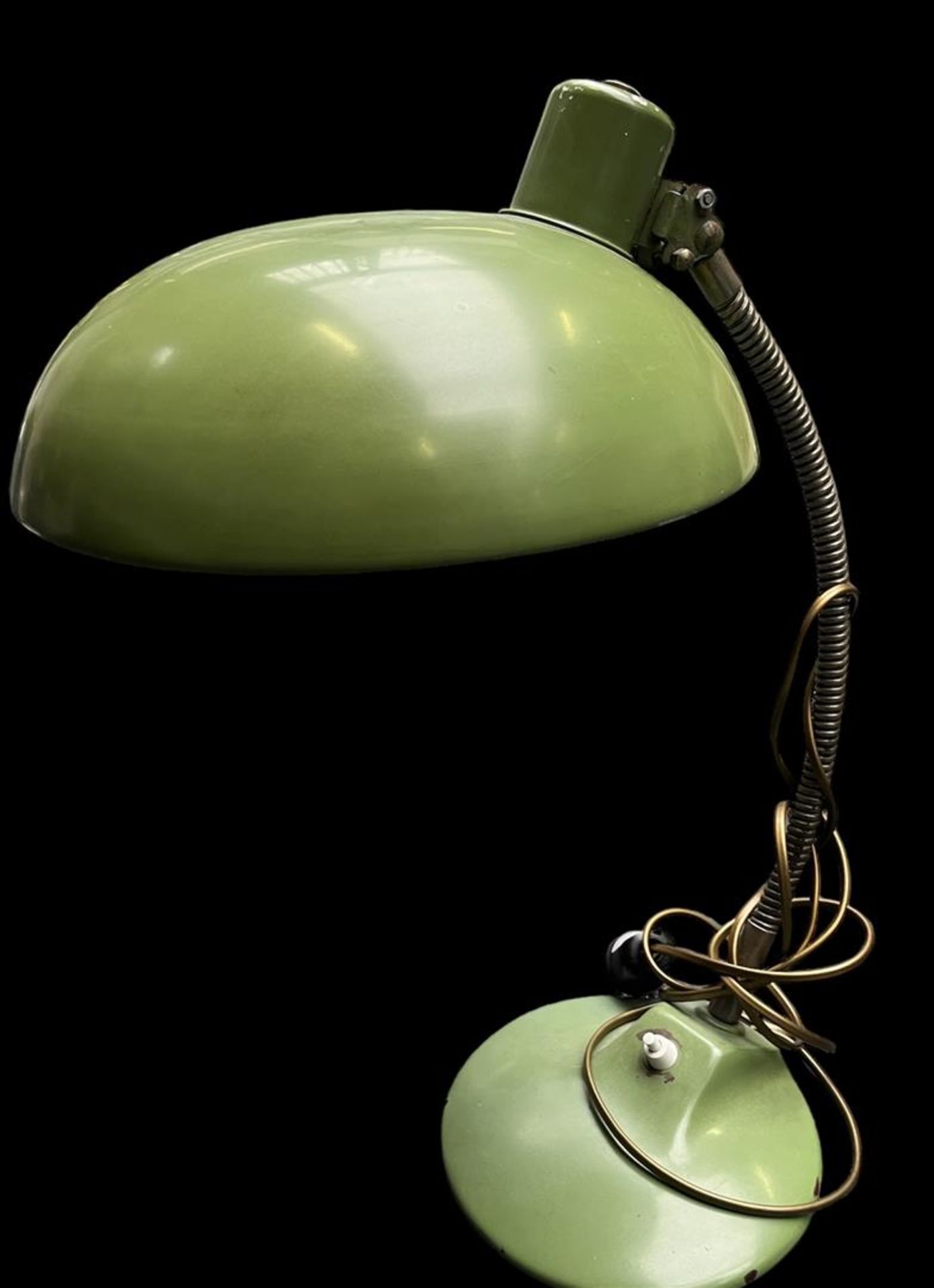 A green lacquered vintage desk lamp, 1950s.